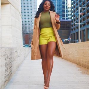 Miss guided Chartreuse high waist shorts Medium